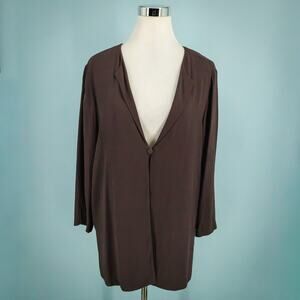 Eileen Fisher Size Large L Brown Long Sleeve Button System Silk Cardigan Jacket